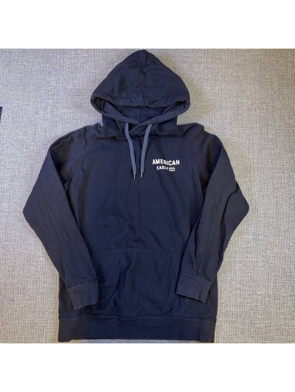 American Eagle AEO Mens Large Black Pullover Hoodie USA Logo Sweatshirt 2016